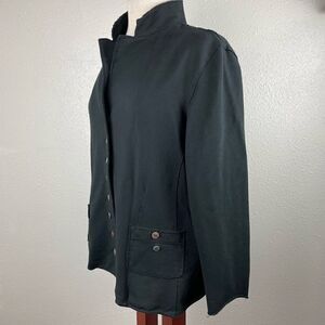 White Lotus Black Button Down Jacket Size L EUC